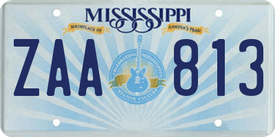 MS license plate ZAA813