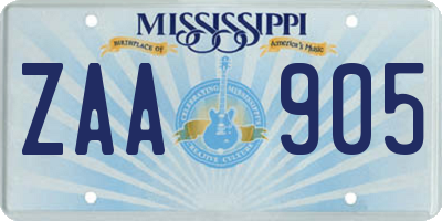 MS license plate ZAA905