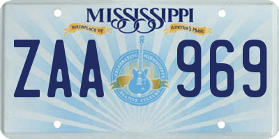MS license plate ZAA969