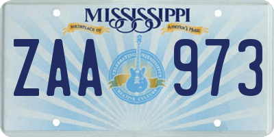 MS license plate ZAA973