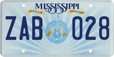 MS license plate ZAB028