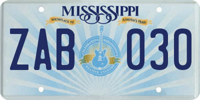 MS license plate ZAB030