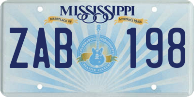 MS license plate ZAB198
