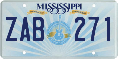 MS license plate ZAB271