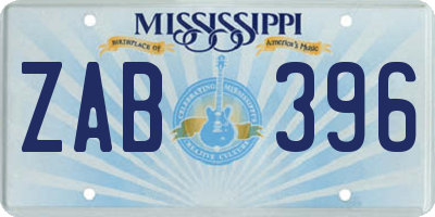MS license plate ZAB396
