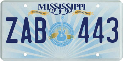 MS license plate ZAB443