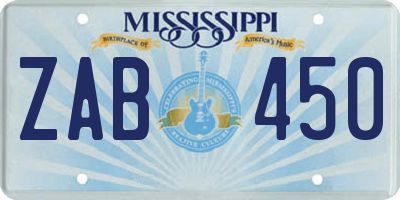 MS license plate ZAB450