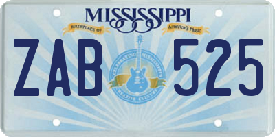 MS license plate ZAB525