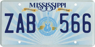 MS license plate ZAB566