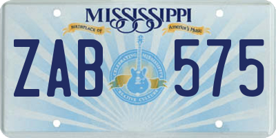 MS license plate ZAB575