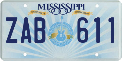 MS license plate ZAB611