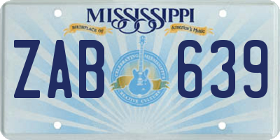 MS license plate ZAB639
