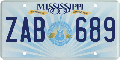 MS license plate ZAB689