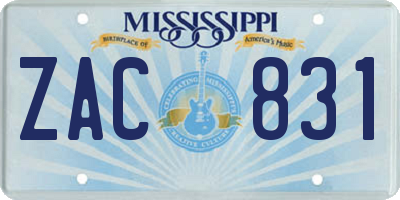 MS license plate ZAC831