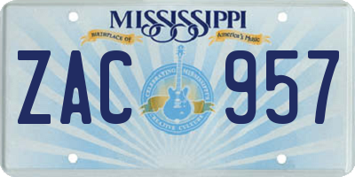 MS license plate ZAC957