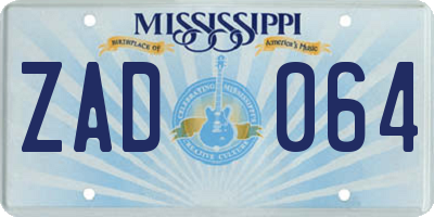 MS license plate ZAD064