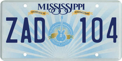 MS license plate ZAD104