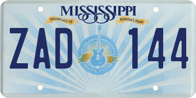 MS license plate ZAD144