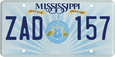 MS license plate ZAD157