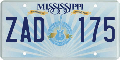 MS license plate ZAD175