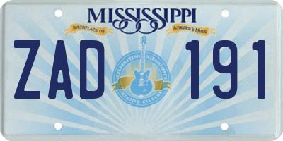 MS license plate ZAD191