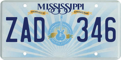 MS license plate ZAD346