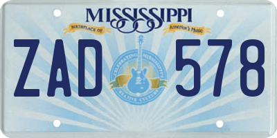 MS license plate ZAD578