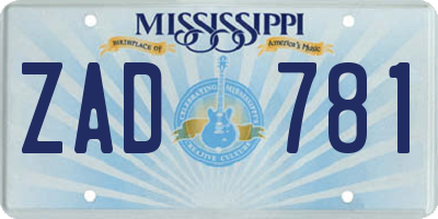 MS license plate ZAD781