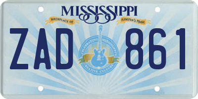 MS license plate ZAD861