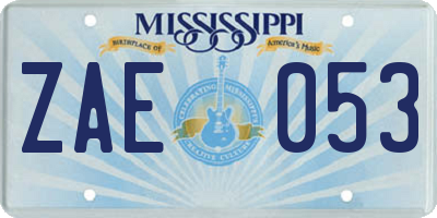 MS license plate ZAE053