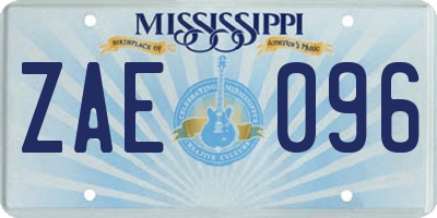 MS license plate ZAE096