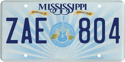 MS license plate ZAE804