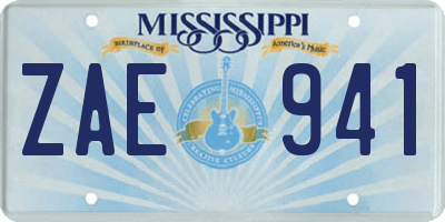 MS license plate ZAE941