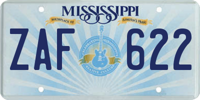MS license plate ZAF622