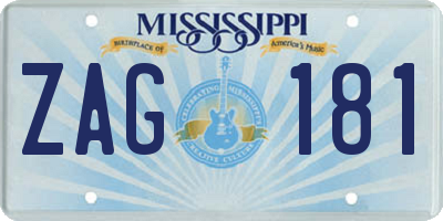 MS license plate ZAG181