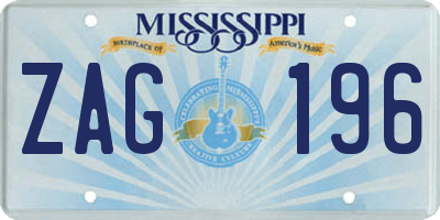 MS license plate ZAG196
