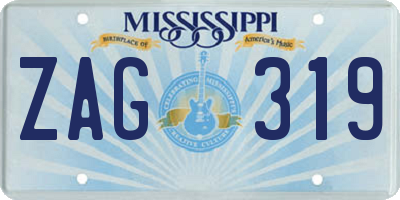 MS license plate ZAG319