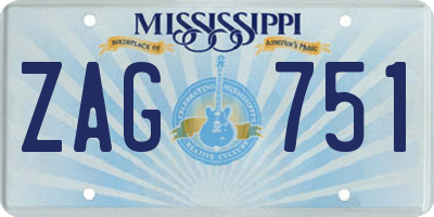 MS license plate ZAG751