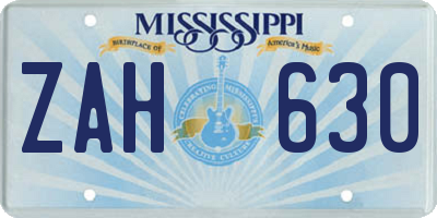 MS license plate ZAH630