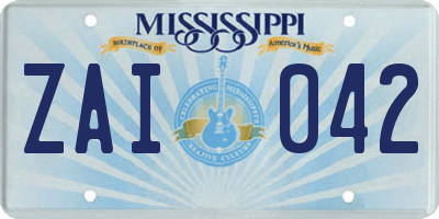 MS license plate ZAI042