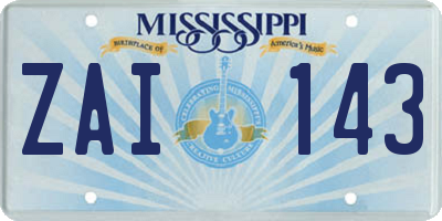 MS license plate ZAI143