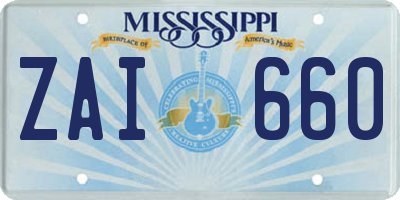 MS license plate ZAI660
