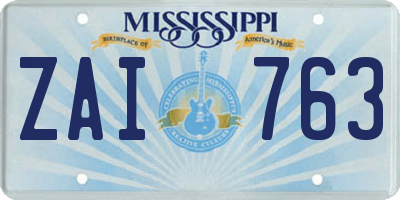 MS license plate ZAI763
