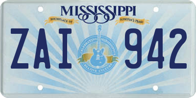 MS license plate ZAI942
