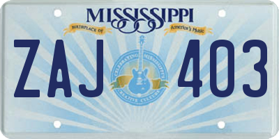 MS license plate ZAJ403