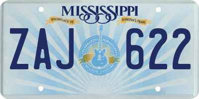 MS license plate ZAJ622