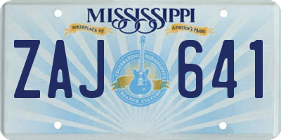 MS license plate ZAJ641