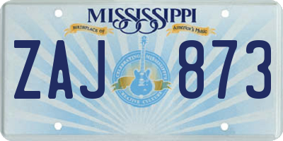 MS license plate ZAJ873