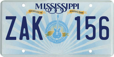 MS license plate ZAK156