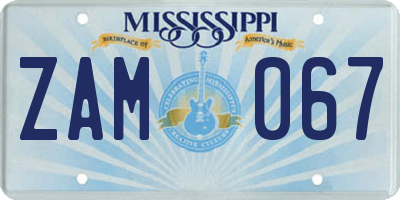MS license plate ZAM067